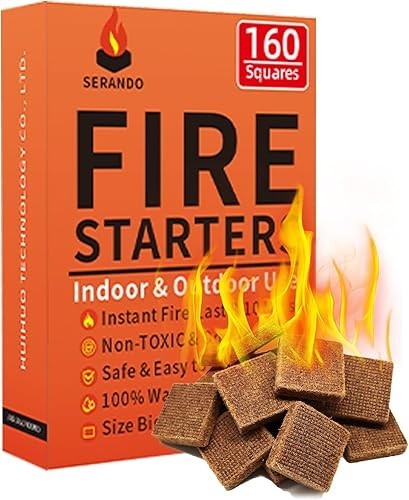 Serando Fire Starters,160 Mini Square, Natural Fire Starters for BBQ, Campfire
