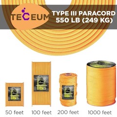 Teceum Paracord Type Iii 550 Apricot 100 Ft 4Mm Tactical Rope Mil-Spec Outdoor