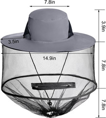 2 Pack Mosquito Head Net Hat Sun Hat Garden Bug Hat with Hidden Net Mesh for Out