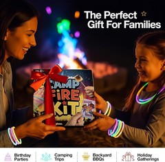 Family-Friendly Campfire Kit: 6 Color-Changing Flames, Games & Glow Sticks