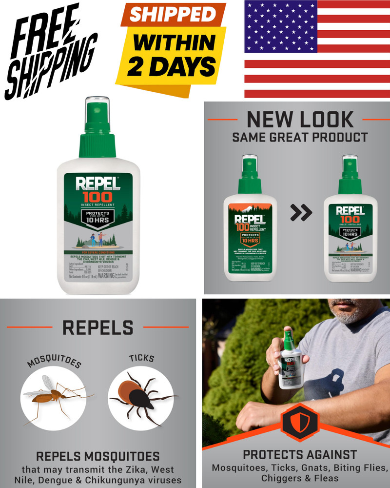 Repel 100 Insect Repellent, 4 Ounces, With DEET, 10-Hour Protection Long-Lasting