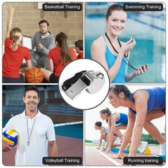 100 Pcs Stainless Steel Whistle Bulk with Lanyard, Loud, Clear Sound Metal Re…