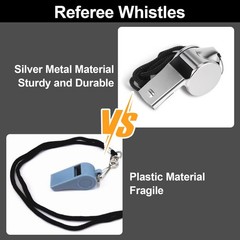100 Pcs Stainless Steel Whistle Bulk with Lanyard, Loud, Clear Sound Metal Re…