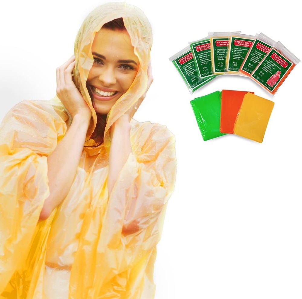Always Prepared Lightweight Rain Ponchos with Hood – 6 Pack and BOGO Deal –