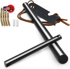 2-Pack Ferro Rod Fire Starter Kit w/6-in-1 Tool & Tinder – Survival Camping