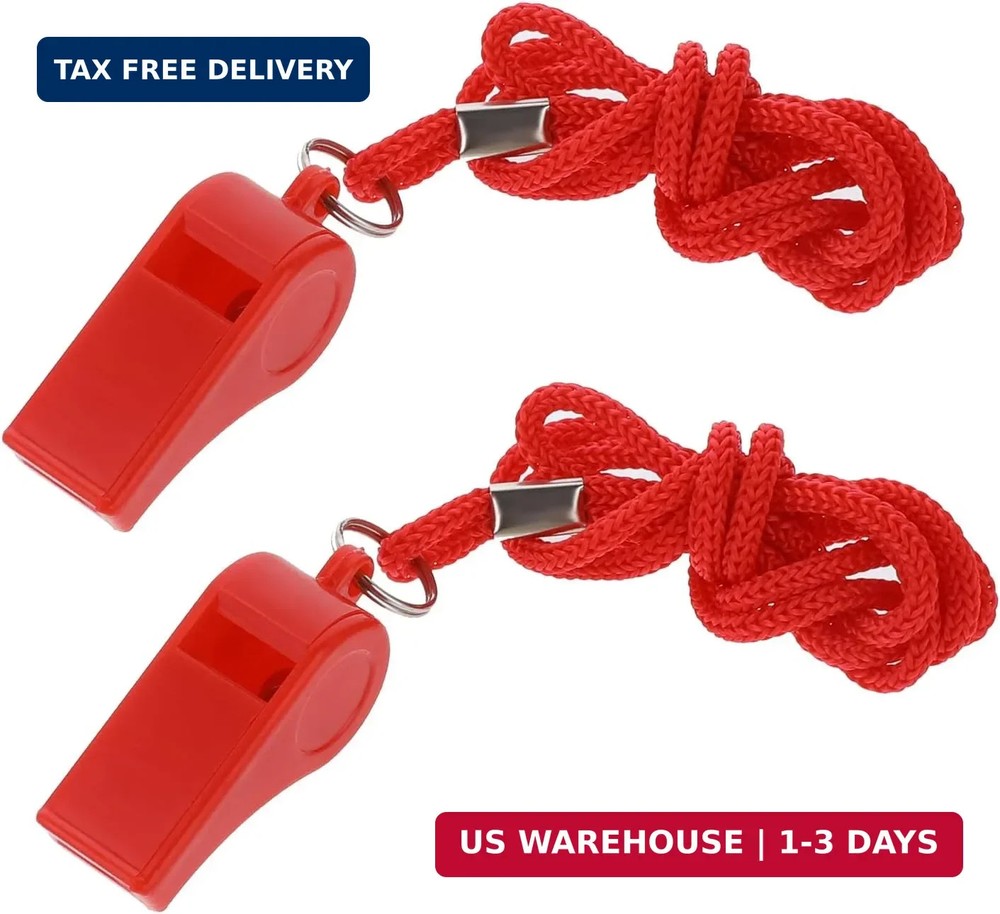 Whistle, 2 Packs Whistle for Coaches, Coach Whistles with Lanyard, Plastic Whist