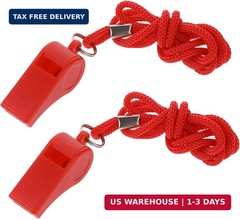 Whistle, 2 Packs Whistle for Coaches, Coach Whistles with Lanyard, Plastic Whist