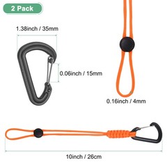 2-Pack Paracord Keychains with Clips[Orange]