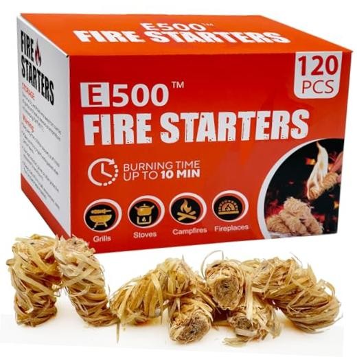 Fire Starter – Natural Fire Starters for Fireplace, Campfires, Chimney, 120PCS