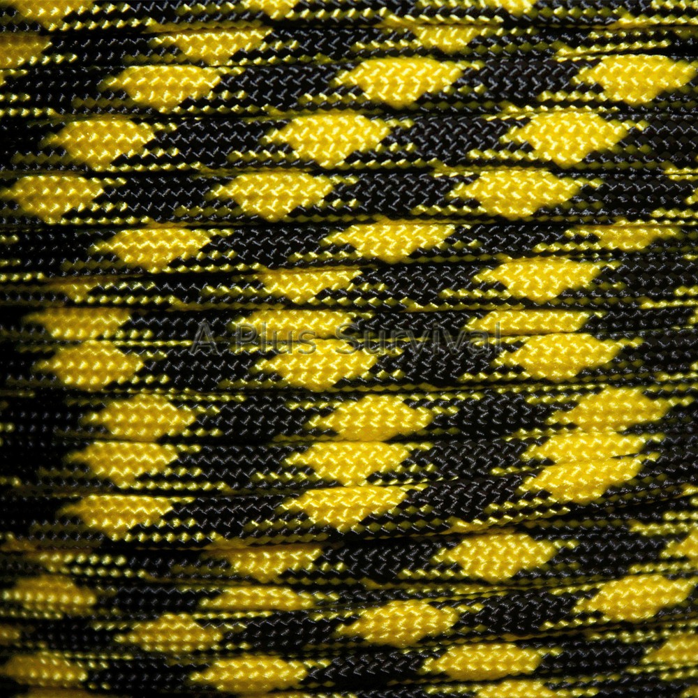 Stryper Black Yellow Paracord 1000 Foot 550lb Bracelet Camping Survival Kit Rope