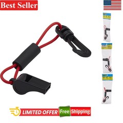 Whistle with Lanyard for Emergency Signaling Spinning Technique Red/Black