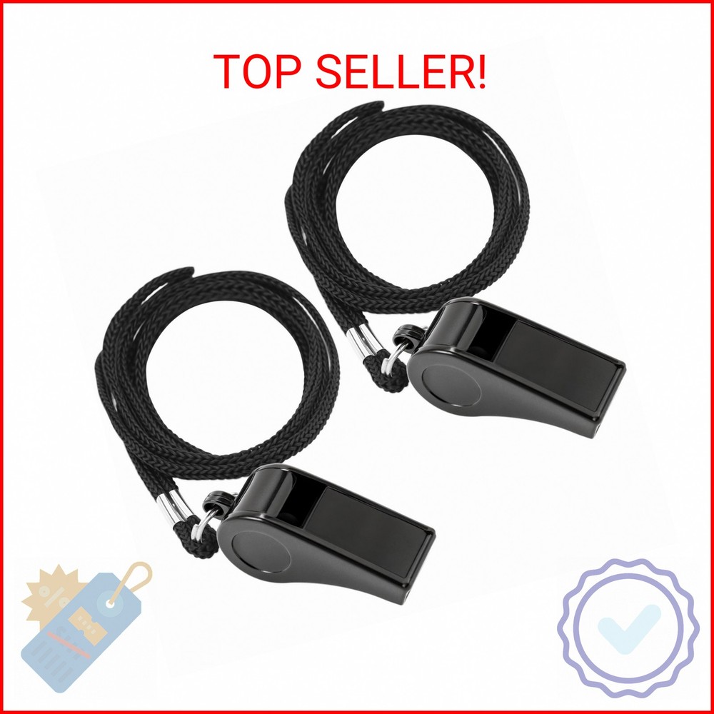 JKQAGD 2PCS Sports Whistles with Lanyard, Loud Crisp Sound Whistle Ideal for Coa