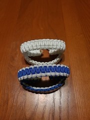8″ Paracord Bracelet With Copper Wire Core – 4 Pack – Blue & White