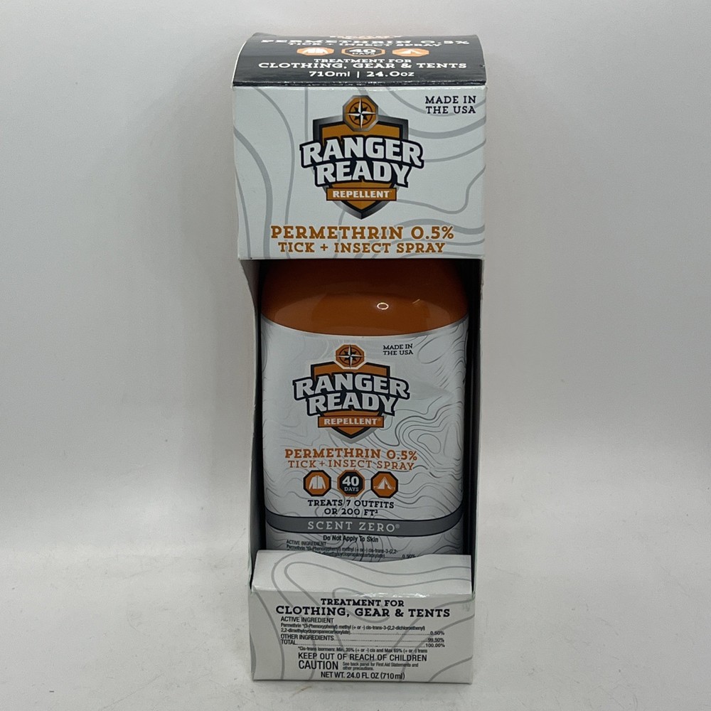 24oz Ranger Ready Repellent Tick Insect Spray Cloths Tents Gear, Permethrin 0.5%