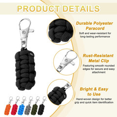 Paracord Zipper Pull Polyester Zipper Pulls Woven Rope with Metal Clasp, 80 Mm