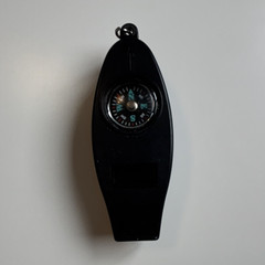 Ozark Trails Black Safety Whistle w/ Compass, Thermometer, and Magnifying glass