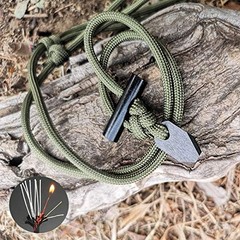 BSGB Fire Starter Necklace | Ceramic Striker | Long Ferro Rod|Mini Size Black