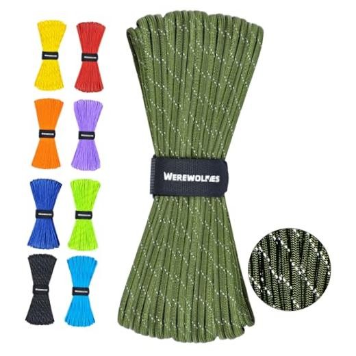 Reflective Paracord Rope 7 Strand Type III Parachute Cord 4mm 100FT Army Green