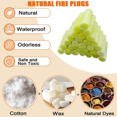 50 Pack Fire Plugs, Waterproof Fire Starter Plug