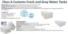 66 Gallon Fresh / Gray Water Holding Tank storage food shower wash dish T-6632