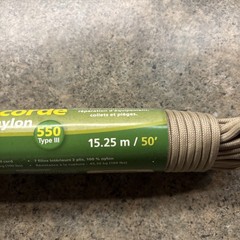 50’ Paracord, tan 100% Nylon 2 Ply 7 Strand Cord Load Rating: 100 Lb Camping