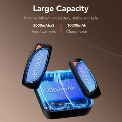 14000mAh Rechargeable Hand Warmers 2 Pack, Ultra-Long Battery Small, Silver