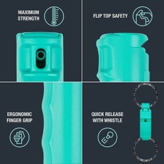 2-in-1 Pepper Gel with Detachable Safety Whistle Keychain, 3X longer Mint