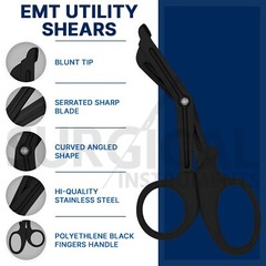 Tactical Black – Set of 2 EMT First Responder 7.25″ Shear + Penlight German Gr