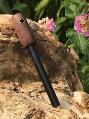 3/8″ Walnut Ferrocerium Rod with Round Handle and Stainless Lanyard Hole
