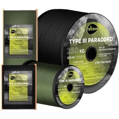 Paracord Type III 550 Black Black – 305m – 4mm – Tactical Rope – Outdoor…