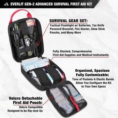 Everlit Survival Upgraded First Aid Kit 161 Piece Set, Black