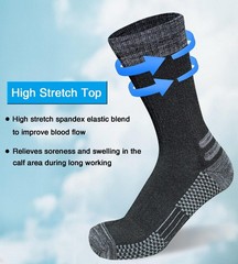 suaskk Men’s Crew Work Boot Socks, Thick Cushioned 9-12, Black 4 Pairs
