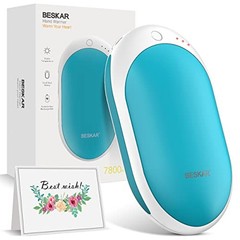 Rechargeable Hand Warmer, 7800mAh Electric Hand Heater with Max 12Hrs – Blue