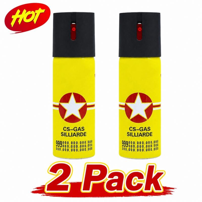 2 Bottles Pepper Spray – Yellow Maximum Strength OC Spray, 10ft, 25 Bursts