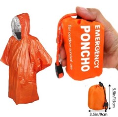 8 Pcs Outdoor Emergency Poncho Raincoat, Survival Camping Bivvy Blanket Whistle