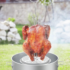 Perforated Turkey Fryer Hook with Base Rack, Stainless Steel Chicken Poultry