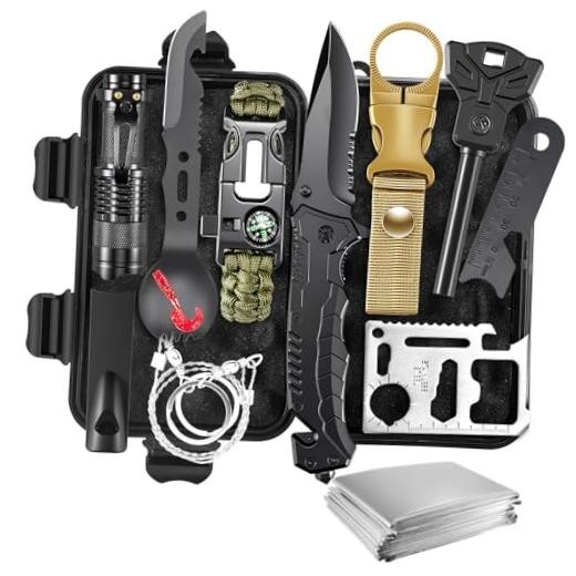 11-in-1 Emergency Survival Kit for Men, Outdoor Gear for Camping Hiking