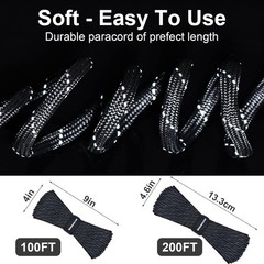 Reflective Paracord Rope 7 Strand Type III Parachute Cord 4mm 100ft / 200ft for