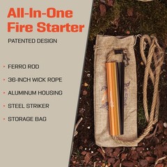 Fire Starter Survival Tool – All-in-One Patented Flint and Steel Fire Striker…