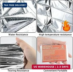 Emergency Mylar Thermal Blankets -Space Blanket Survival kit Camping Blanket (4-