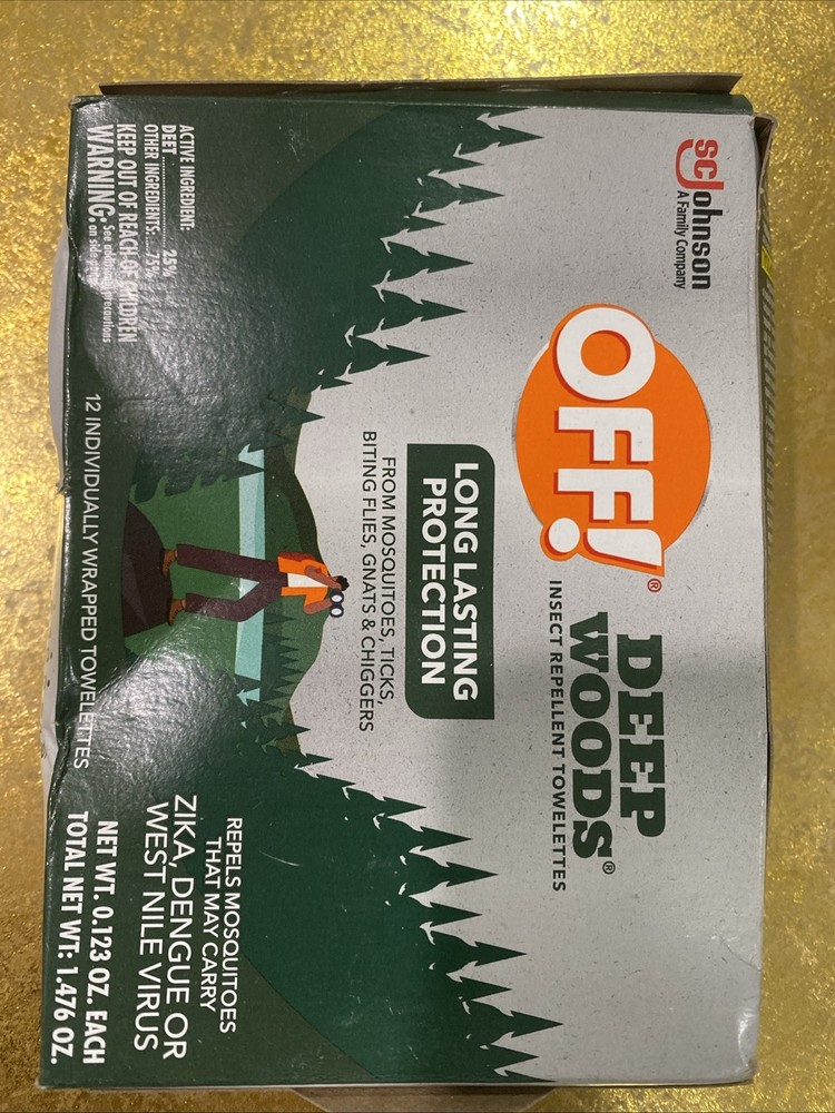 Off! Deep Woods Insect Repellent Towelettes Long Lasting Protection 12 Each
