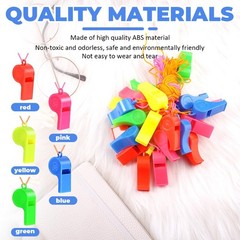 100 Pack Plastic Pipes Kids, 5 Colors Sports Pipes with Lanyard, Tril…