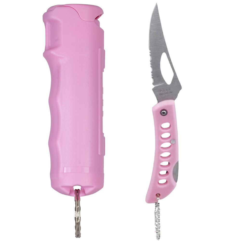 Police Magnum Pink Pepper Spray & Pink Pocket Knife Combo Safety Kit for Women