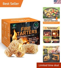 All-Weather Fire Starters – 72 Count Odorless & Smokeless for Grilling & Camping