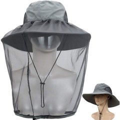 2 Pack Mosquito Head Net Hat Hats with Removable Veil Net Mesh Hiking Fishing Ga