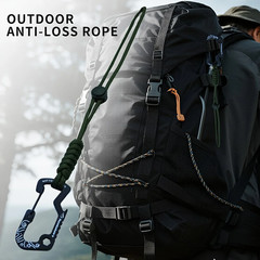 Multifunctional Tactical Hook Carabiner with Paracord Keychain Anti-Loss Rope fo