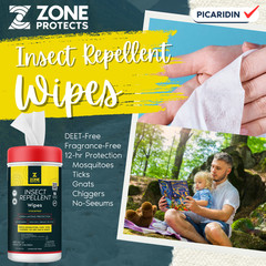 Zone Protects Picaridin Unscented Insect Repellent Wipes
