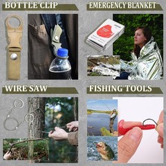Gifts for Men Dad Husband Boyfriend Him, Survival Kits, 14 in 1 Survival Gear Ca