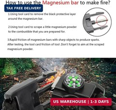 20 in 1 Survival Paracord Bracelet Adjustable Gear Kit with SOS LED Light, Fire