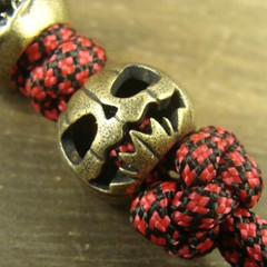 Brass “Pumpkin Skull” knife Lanyard Bead Paracord beads crafted for EDC gear